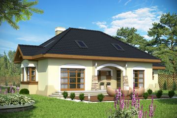  Projekt domu Amelia z garażem 1-st. [A] (WRF1488) - projekt domu parterowego z poddaszem - Zdjęcie 2