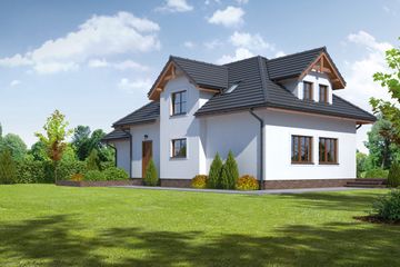  Projekt domu Sławków z garażem (KRP1458) - projekt domu parterowego z poddaszem - Zdjęcie 2