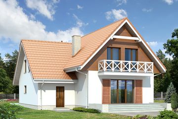 Projekt domu Piryt 3 - parterowy z poddaszem dom o powierzchni 142,30 m², dach dwuspadowy - ujęcie 2
