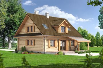  Projekt domu Brzostek drewniany (KRP1383) - projekt domu parterowego z poddaszem - Zdjęcie 2