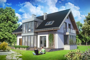  Projekt domu Pablo Kubik - murowana – beton komórkowy (KRD2306) - projekt domu parterowego z poddaszem - Zdjęcie 2