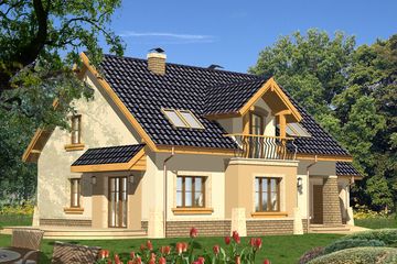  Projekt domu Akwamaryn z garażem 1 stanowiskowym (WRN1105) - projekt domu parterowego z poddaszem - Zdjęcie 2