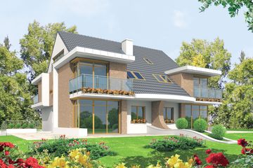  Projekt domu Błażej G2 (bliźniak) (WRC1482) - projekt domu parterowego z poddaszem - Zdjęcie 2