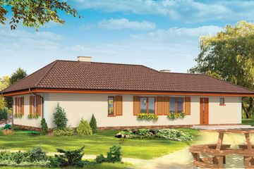  Projekt domu D05 z garażem (WAH1123) - projekt domu parterowego - Zdjęcie 2