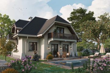 Projekt domu Leda (411) - parterowy z poddaszem dom o powierzchni 148,60 m², dach kopertowy - ujęcie 2
