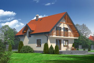  Projekt domu Brzoza średnia 5 (KRP1322) - projekt domu parterowego z poddaszem - Zdjęcie 2