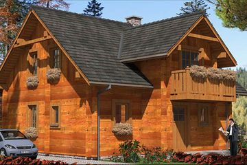  Projekt domu L-73 Dom z bali (BBD1103) - projekt domu parterowego z poddaszem - Zdjęcie 2