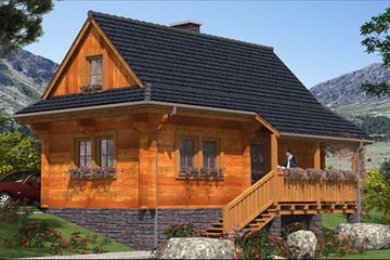  Projekt domu L-74 Dom z bali (BBD1105) - projekt domu parterowego z poddaszem - Zdjęcie 2