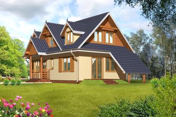  Projekt domu Na wąską działkę drewniany (WAN1014) - projekt domu parterowego z poddaszem - Zdjęcie 2