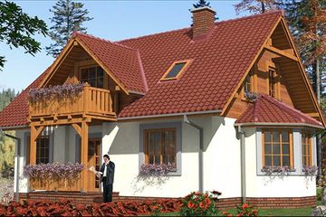 Projekt domu L-85 Dom jasna - szkieletowy - parterowy z poddaszem dom o powierzchni 118,60 m², dach dwuspadowy - ujęcie 2