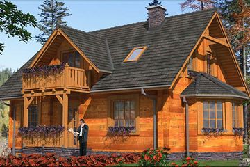  Projekt domu L-85 Dom z bali (BBD1126) - projekt domu parterowego z poddaszem - Zdjęcie 2