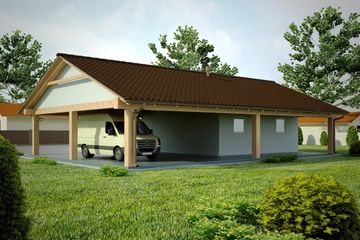  Projekt garażu G94 - Budynek garażowy z wiatą (PRA1108) - projekt garażu parterowego - Zdjęcie 2