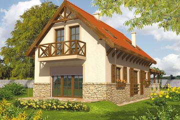  Projekt domu Marika (z wiatą) (WRC1144) - projekt domu parterowego z poddaszem - Zdjęcie 2