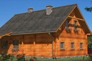  Projekt domu L-90 Dom z bali (BBD1134) - projekt domu parterowego z poddaszem - Zdjęcie 2