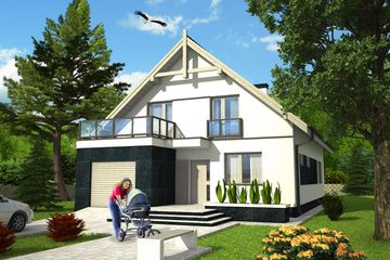  Projekt domu Jola z garażem 1-st. [A] (WRF1350) - projekt domu parterowego z poddaszem - Zdjęcie 2