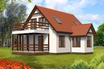  Projekt domu Hania drewniany (WAN1017) - projekt domu parterowego z poddaszem - Zdjęcie 2
