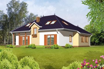  Projekt domu Czesława drewniany (WAN1020) - projekt domu parterowego z poddaszem - Zdjęcie 2