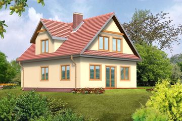  Projekt domu 129 DL drewniany (WAN1024) - projekt domu parterowego z poddaszem - Zdjęcie 2