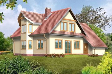  Projekt domu 169 z wykuszem drewniany (WAN1026) - projekt domu parterowego z poddaszem - Zdjęcie 2