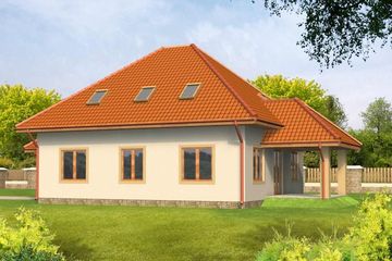  Projekt domu Ula drewniany (WAN1028) - projekt domu parterowego z poddaszem - Zdjęcie 2