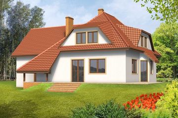  Projekt domu Patrycja drewniany (WAN1029) - projekt domu parterowego z poddaszem - Zdjęcie 2