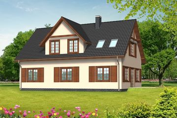  Projekt domu Beata drewniany (WAN1030) - projekt domu parterowego z poddaszem - Zdjęcie 2