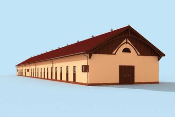  Projekt stajni S39 Stajnia dla koni - 37 boksów (SLN1469) - projekt stajni parterowego z poddaszem - Zdjęcie 2