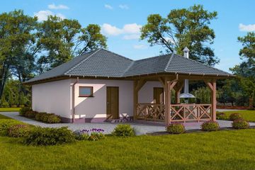  Projekt garażu G247 garaż dwustanowiskowy z pomieszczeniami gospodarczymi i werandą (SLN1486) - projekt garażu parterowego - Zdjęcie 2