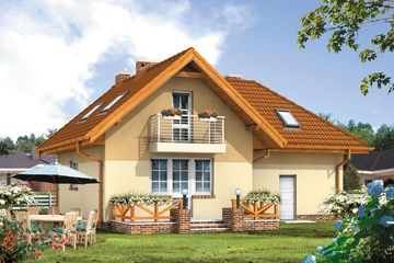 Projekt domu Jaskółka - parterowy z poddaszem dom o powierzchni 98,88 m², dach wielospadowy - ujęcie 2