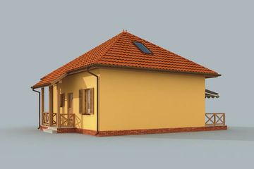 Projekt domu letniskowego Calgary dom letniskowy z poddaszem - parterowy dom o powierzchni 74,55 m², dach namiotowy - ujęcie 2