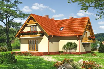  Projekt domu Zorza-2 - murowana – beton komórkowy (KRD1834) - projekt domu parterowego z poddaszem - Zdjęcie 2