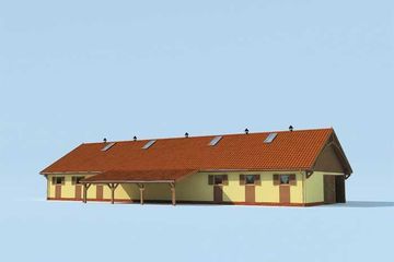  Projekt stajni S23 Stajnia dla koni - 9 boksów (SLN1381) - projekt stajni parterowego z poddaszem - Zdjęcie 2