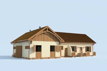  Projekt ujeżdżalni S27 Stajnia dla koni - 4 boksy (SLN1385) - projekt ujeżdżalni parterowego - Zdjęcie 2