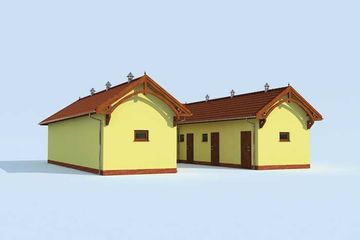  Projekt stajni S32 Stajnia angielska dla koni z boksami z wyjściem na zewnątrz - 6 boksów (SLN1388) - projekt stajni parterowego - Zdjęcie 2