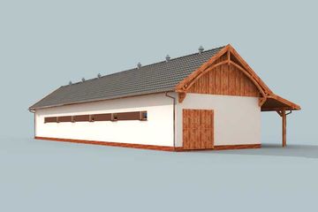 Projekt stajni S43 Stajnia angielska dla koni - 6 boksów (SLN1534) - projekt stajni parterowego - Zdjęcie 2