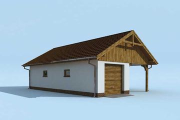  Projekt garażu G168 garaż z wiatą i pomieszczeniem gospodarczym (SLN1391) - projekt garażu parterowego - Zdjęcie 2