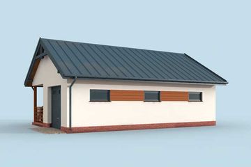  Projekt garażu G285 garaż jednostanowiskowy z pomieszczeniem gospodarczym i werandą (SLN1563) - projekt garażu parterowego - Zdjęcie 2