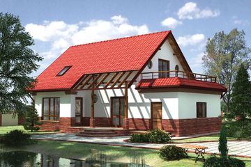  Projekt domu Wisienka - murowana – keramzyt (KRD2284) - projekt domu parterowego z poddaszem - Zdjęcie 2