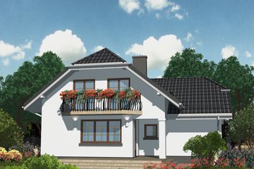 Projekt domu APS 131 - parterowy z poddaszem dom o powierzchni 127,80 m², dach naczółkowy - ujęcie 2