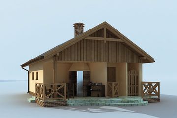  Projekt grilla / wędzarni G188 garaż dwustanowiskowy z wędzarnikiem (SLN1425) - projekt grilla parterowego - Zdjęcie 2