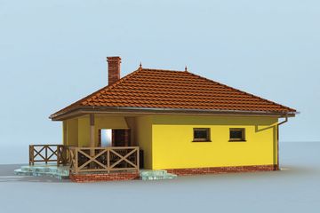 Projekt grilla / wędzarni G189 dwustanowiskowy z werandą - parterowy dom o powierzchni 64,61 m², dach kopertowy - ujęcie 2