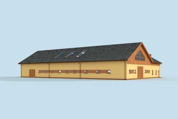  Projekt stajni S44 stajnie na 13 boksów z ujeżdżalnią (SLN1552) - projekt stajni parterowego z poddaszem - Zdjęcie 2