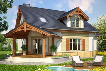  Projekt domu Wenecja z garażem 1 stanowiskowym (WRN1028) - projekt domu parterowego z poddaszem - Zdjęcie 2