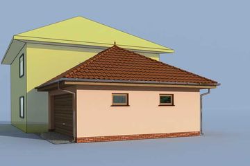 Projekt garażu GP8 garaż dostawiany dwustanowiskowy - parterowy dom o powierzchni 37,70 m², dach kopertowy - ujęcie 2