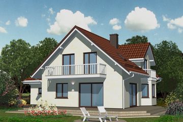 Projekt domu APS 034 - parterowy z poddaszem dom o powierzchni 136,50 m², dach dwuspadowy - ujęcie 2