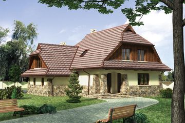  Projekt domu Struga - murowana – ceramika (KRD1909) - projekt domu parterowego z poddaszem - Zdjęcie 2