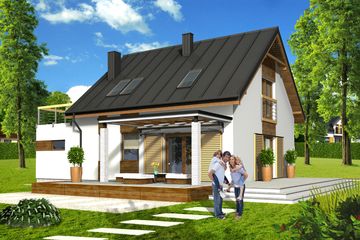  Projekt domu Franek z garażem 1-st. [A] (WRF1408) - projekt domu parterowego z poddaszem - Zdjęcie 2