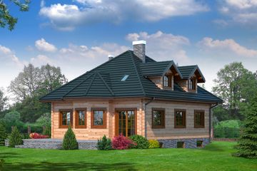  Projekt domu Zagórze małe 9 (KRP1386) - projekt domu parterowego z poddaszem - Zdjęcie 2