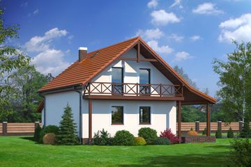  Projekt domu Osiek 8g (KRP1387) - projekt domu parterowego z poddaszem - Zdjęcie 2