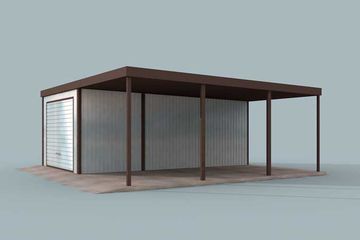  Projekt garażu GB31 projekt garażu blaszanego jednostanowiskowego z wiatą (SLN1752) - projekt garażu parterowego - Zdjęcie 2